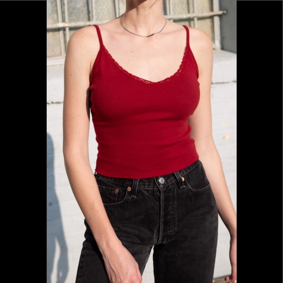 Brandy Melville Tops | Brandy Melville Lace Trim Nicolette Tank Top | Poshmark